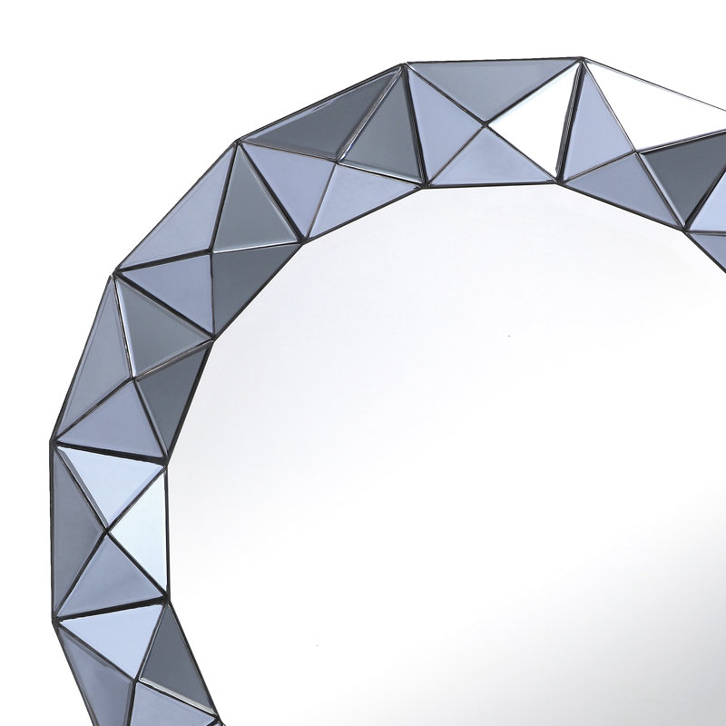 Krystal Glass Flat Wall Mirror, Grey