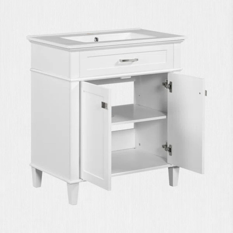 30" Sink Vanity with Adjustable Shelf, White