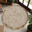 Tapis rond en cuir beige avec bordure grecque dorée, tapis rond en cuir beige 6 pi