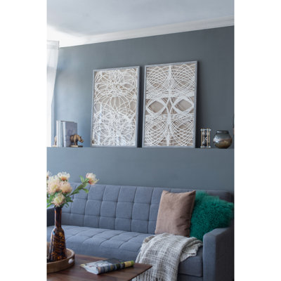 Boîte murale décorative ombrée de 2 feuilles, 23,5 po x 1 po x 35,5 po, cadre gris délavé, conception de papier complexe, rehausse le bureau et la salle familiale 2 garnitures, artisanat délavé gris, orne les bureaux modernes