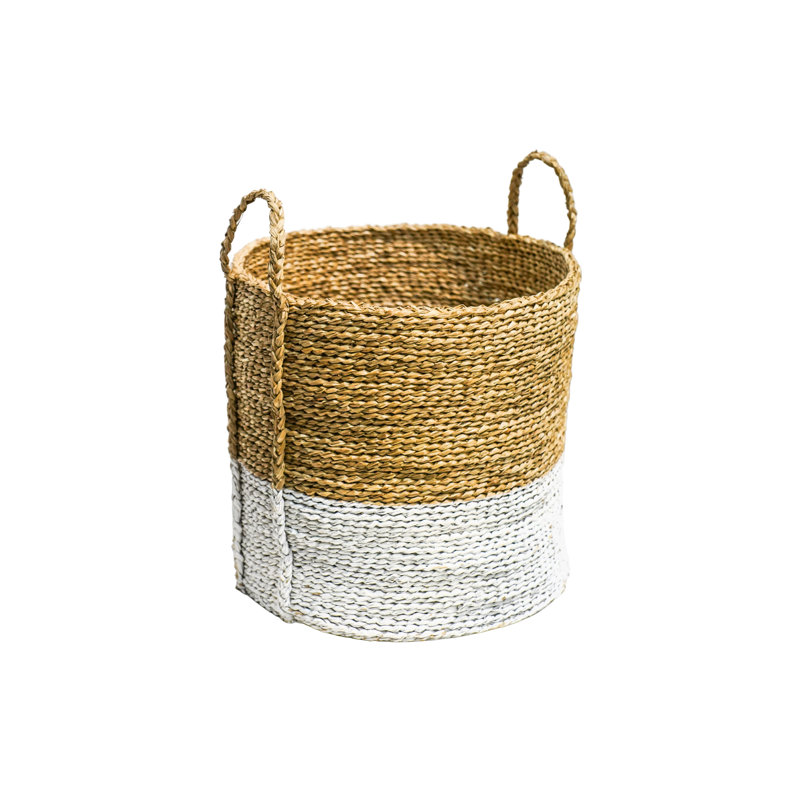 Seagrass Log and Kindling Basket Set, Seagrass/White