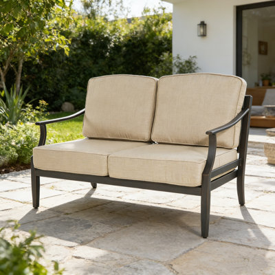 Tamarin Patio Aluminum Loveseat With Sunbrella Cushions