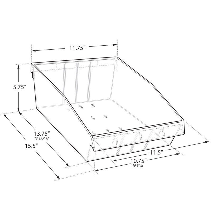 Clear Plastic Deep Bin Tray with Adjustable Dividers