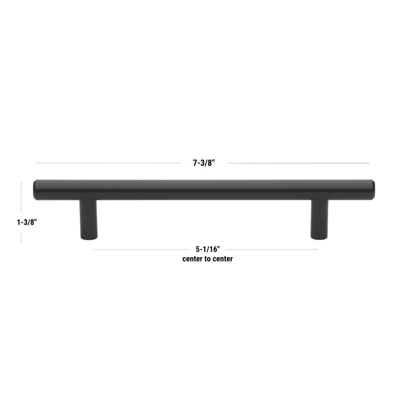 Roman Modern Bar Pull, Matte Black, 5 1/16"
