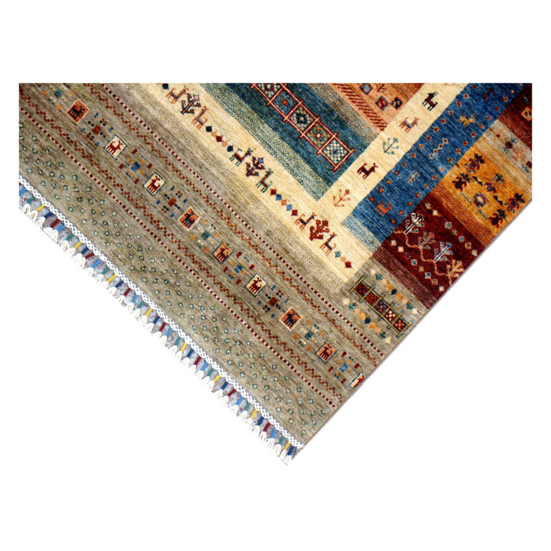 Afghan Hand Woven Wool Area Rug, Rectangle 4'8" x 6'6"
