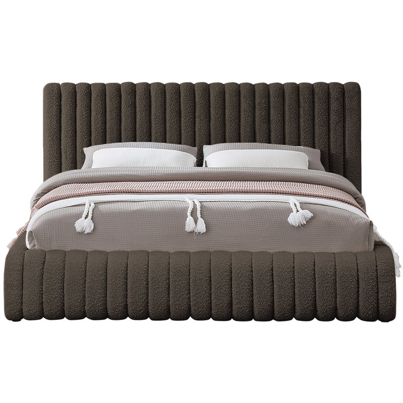 Nash Tufted Panel Bed, Brown Boucle Fabric, King