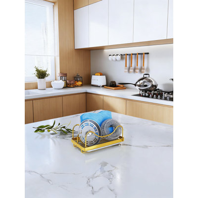Kitchen Sink Caddy Organizer - 304 Stainless Steel Sponge Holder With Removable Drip Tray
