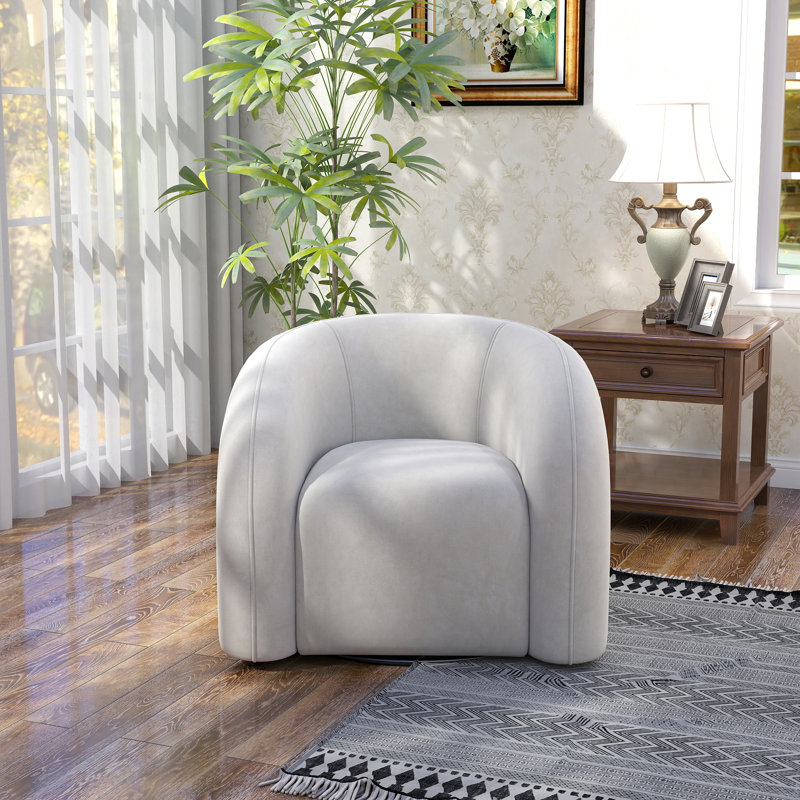 Fauteuil demi-tonneau pivotant Bricyn, Blanc