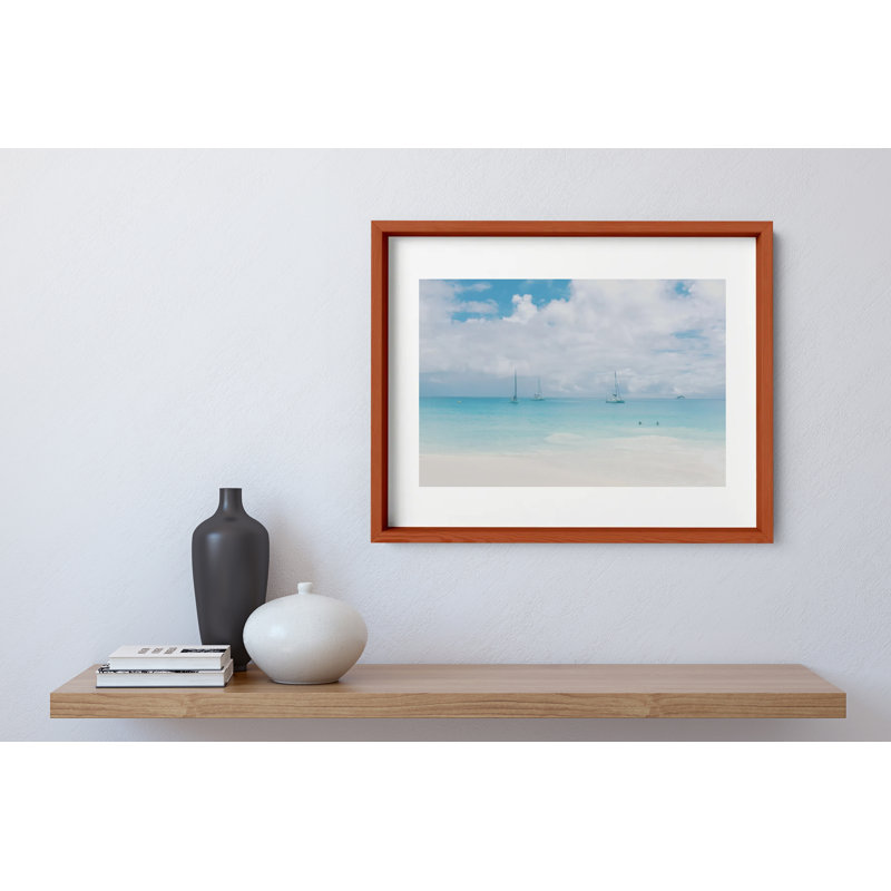 On Memories Shore Print by Joseph Regan, 14" H x 16" W x 0.75" D, Cherry