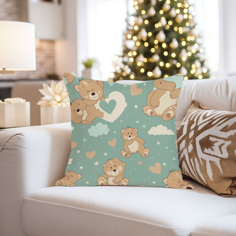 Cute Teddy Bear Patttern XVIII Pillow Cover, 20"H x 20"W