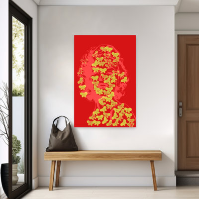Pop Art Marilyn Butterflies Abstract Bold Classic Butterfly Portrait Wall Art Print 1 Piece Wrapped Canvas Wall Art
