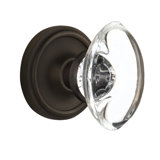 Classic Rosette with Oval Clear Crystal Door Knob
