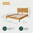 Rhombus Solid Rubber Wood Queen Platform Bed Frame with Geometric Headboard & Tapered Legs – Teak Brown-1219603618-1219603616
