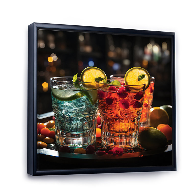Cocktail Impression II, H 36 po x l 36 po x P 1,5 po, Cadre flottant noir