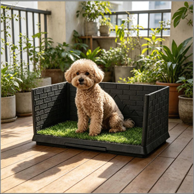 Pee Pad Pet Toilet with Semi-Enclosed Walls and Easy-Clean Tray for Indoor Potty Training
