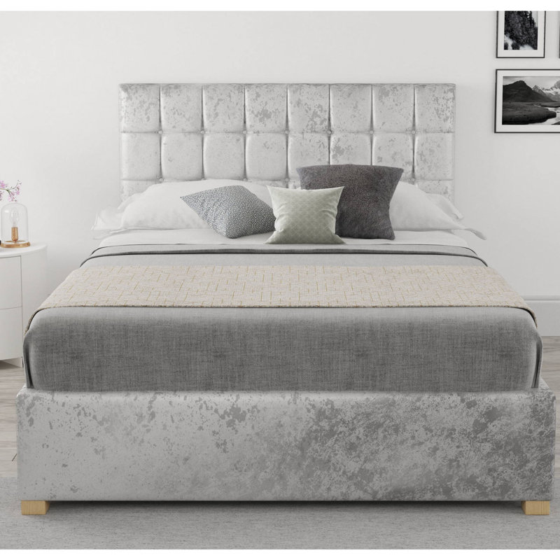 Chevalier Upholstered Ottoman Storage Bed, Kingsize (5'), Silver