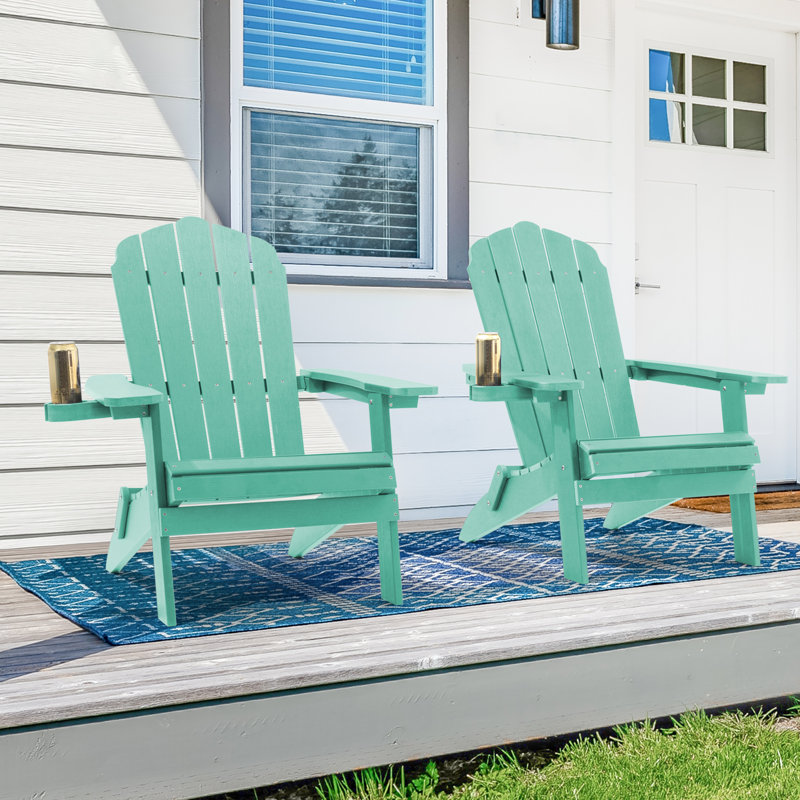 Chaise Adirondack pliante en plastique Shubhika, Vert clair