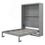 Lit escamotable double pleine grandeur avec tablettes, gris