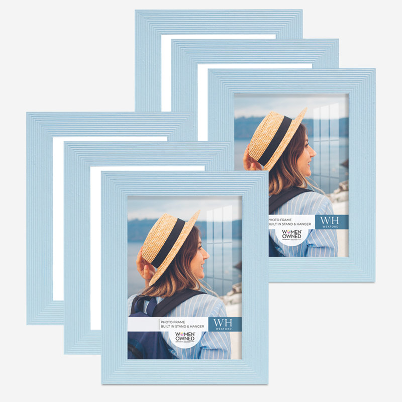 Ensemble de 2 cadres à photo simples en bois 3 po x 5 po noirs, 3 po x 5 po, Bleu pastel