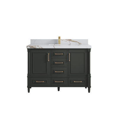 Ensemble de meuble-lavabo simple 48 po avec plateau en quartz Aberdeen