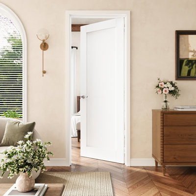 28" X 80" Full Panel Interior Prehung Door With Silver Hinges, Solid Core Door Slab With Frame, Interior Door As Pantry Door, Bedroom Door, Laundry Door, Closet Doors, Room Doors, Right Hand