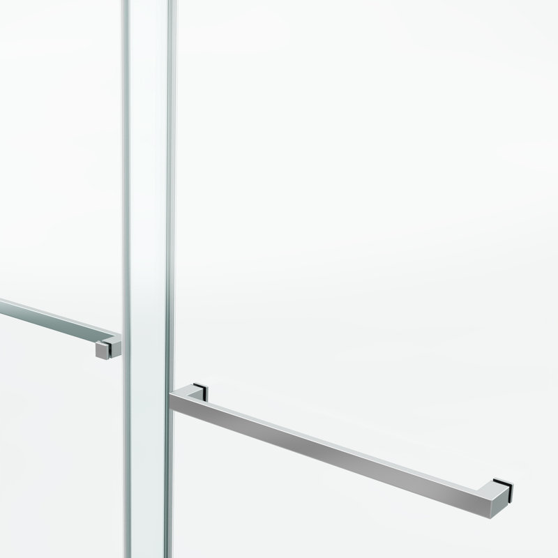 Porte de douche coulissante double sans cadre 60 po x 79 po, porte de douche double, verre trempé de 3/8 po (10 mm), acier inoxydable, chrome