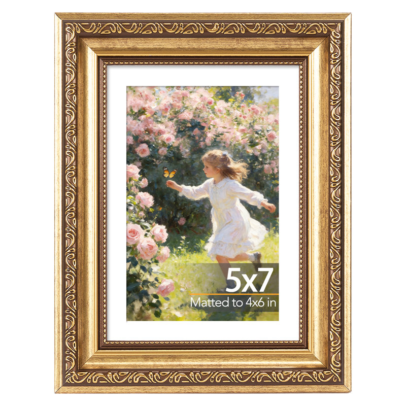  Cadre photo rétro 5 x 7 avec passe-partout 4 x 6, élégant cadre rétro 5 x 7 pour affichage mural ou de table, paquet de 1
