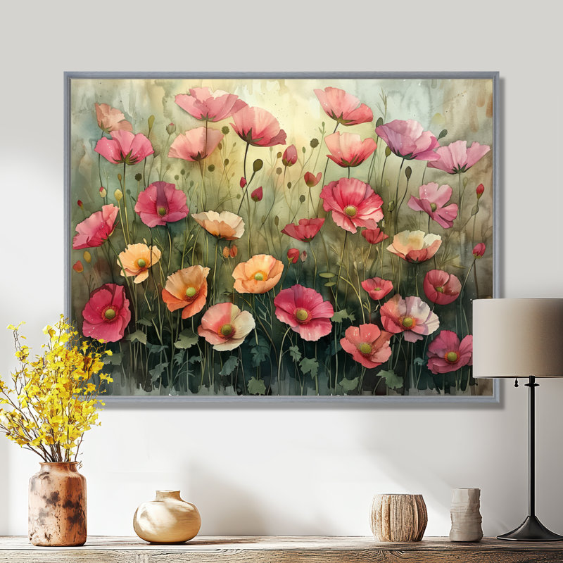 Vianney - Buttercups, art mural, H 24 po x l 32 po x P 1 po, Toile argentée avec cadre flottant