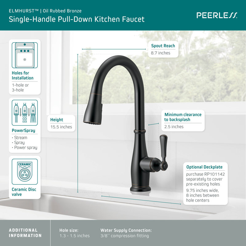 Peerless Elmhurst Pull Down Kitchen Faucet, Oil Rubbed Bronze