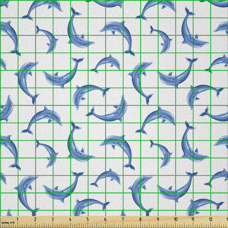 Dalari Dolphins Illustration Ornamental Nature Under The Wildlife Marine Fabric