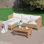 Outdoor Wicker Patio Conversation Furniture Set With Acacia Wood Coffee Table