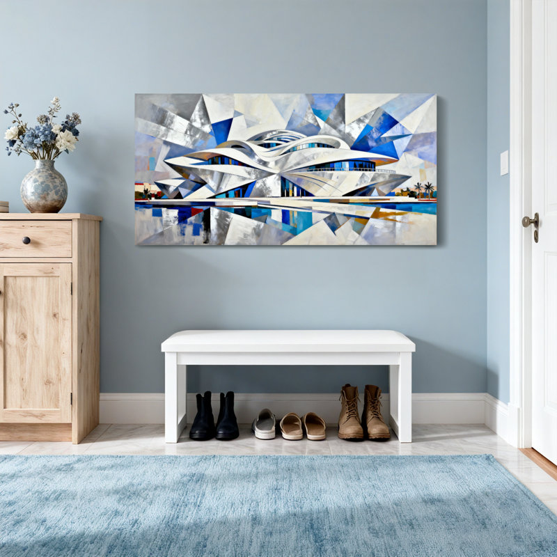 «Scenic & Cityscapes Abstract Geometric Architecture Reflection», reproduction d'art sur toile, H 16 po x l 32 po