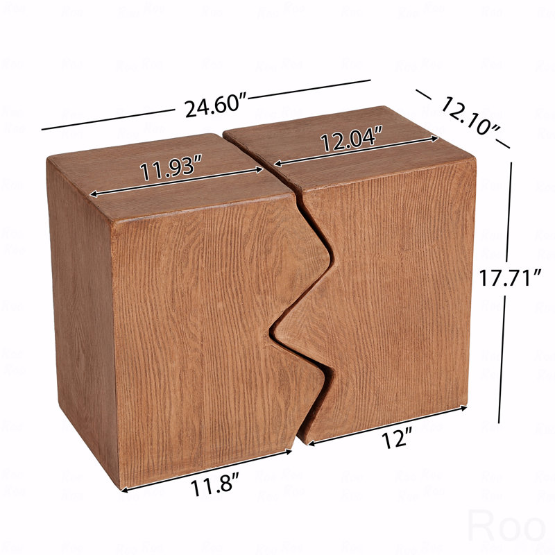 Table d'appoint MGO, ensemble de 2 tables d'appoint rectangulaires d'extérieur, tabourets de jardin décoratifs pour l'intérieur et l'extérieur, table d'appoint, table d'appoint de patio, table de bout emboîtable, imitation bois naturel