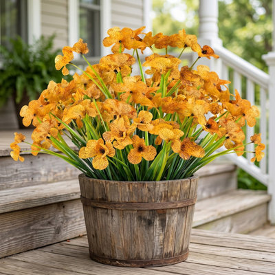 Fleurs artificielles artificielles pour l'extérieur à l'extérieur, décoration de printemps et d'été, 12 paquets de fleurs artificielles réalistes, verdure, marguerite en soie, jardinières résistantes aux rayons UV, balcon, porche, patio, jardin, maison