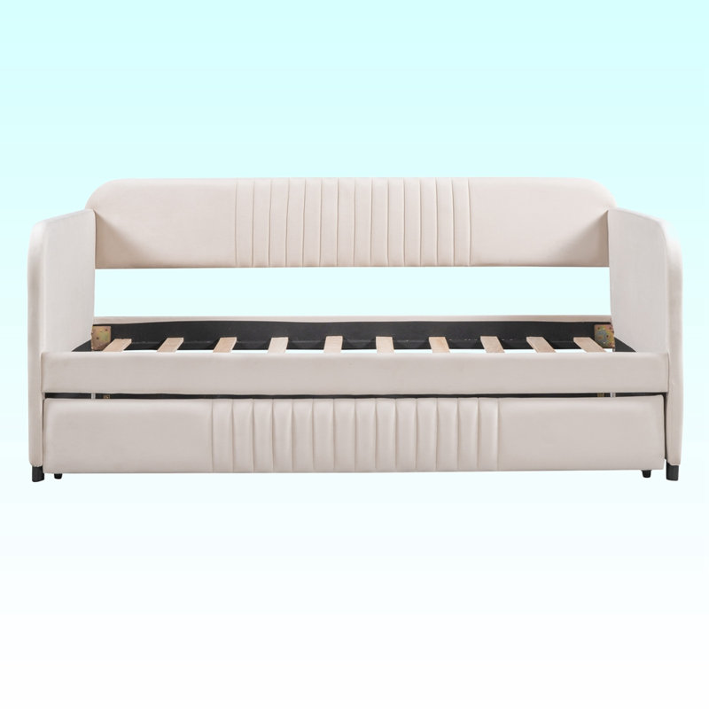 Lit de jour rembourré avec couchette, Beige