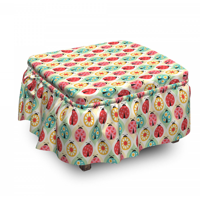 Housse pour repose-pieds floral insectes dessins