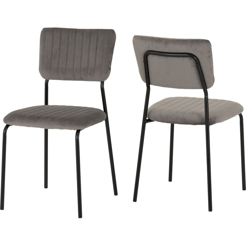 Yelena 47cm H Upholstered Metal Upholstered Back Side Chair, Light Grey