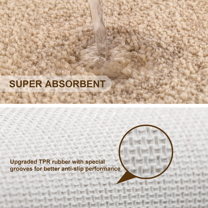 Non-Slip Extra Large Rectangle Bath Rug, Beige