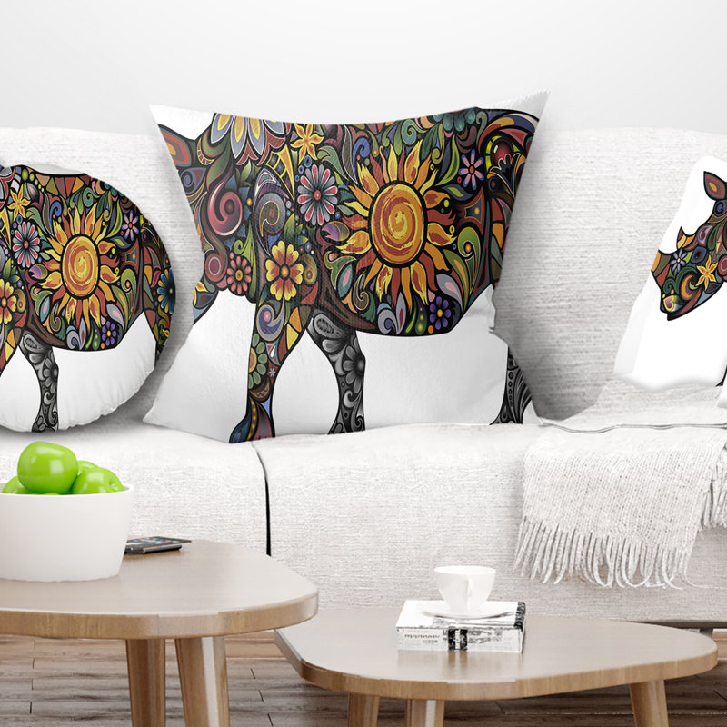 Oreiller Joyeux Rhinocéros Animal