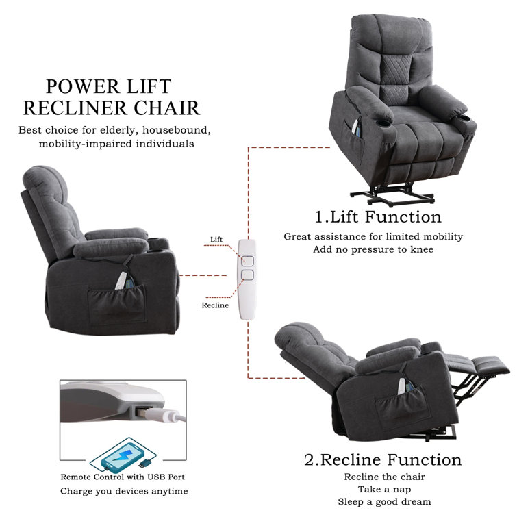 Linen Fabric Swivel Massage Recliner Chair w/ Remote Control, 5 Modes –  Best Choice Products