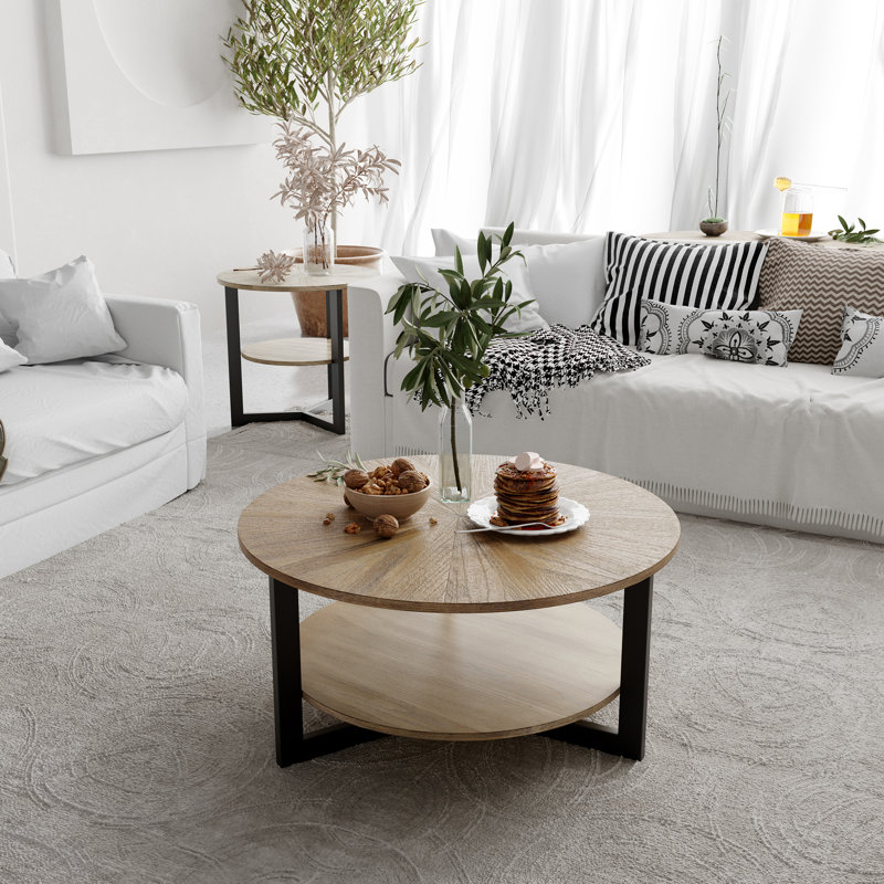 Frame Coffee Table with Storage, Brown Ash/Black