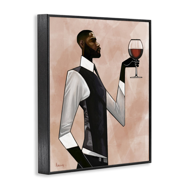 «Man Toast Cheers», estampe numérique, conception de Manasseh Johnson Sr, H 14 po x l 11 po, Giclée encadrée noir minuit