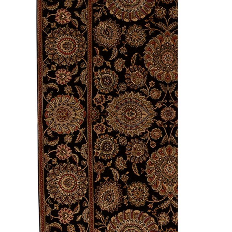 Tapis noir / or / brun noué à la main de haute qualité et unique