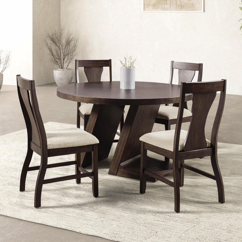 Ensemble de table de salle à manger Geidi, Ensemble de cinq pièces : table, quatre chaises