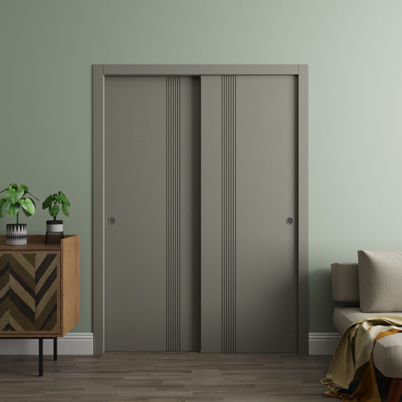 Portes coulissantes pour garde-robe coulissantes - ESSENTIAL 0777 - Ensemble de quincaillerie Rails - Portes de garde-robe de chambre en bois massif