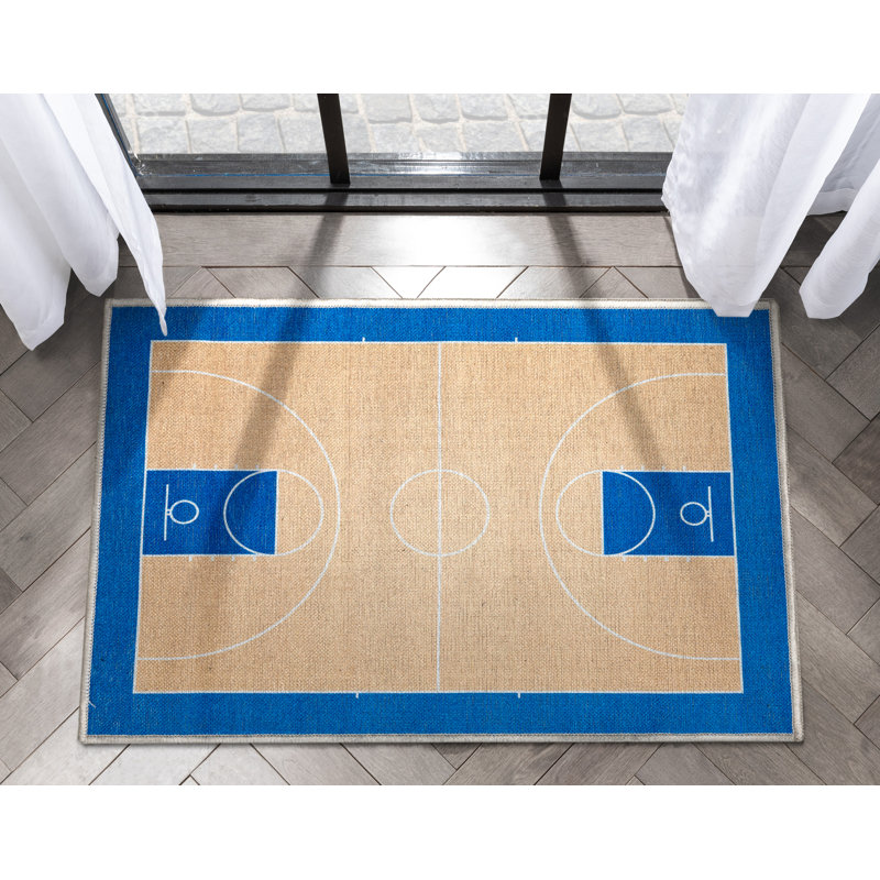 Tapis bleu clair Kehr Basketball Sports, Rectangle 2 pi x 3 pi