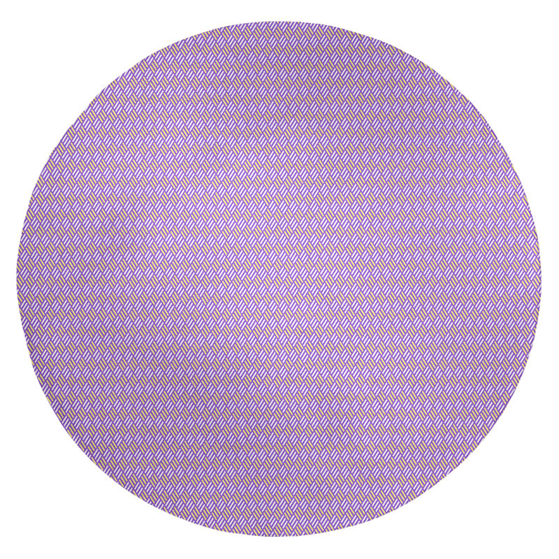 Tapis bleu à rayures losanges, Rond 5 pi