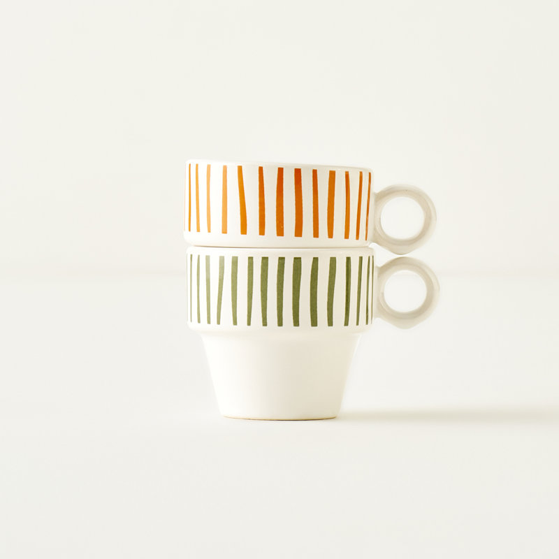 Stripe Ceramic Espresso Cup (Set Of 2)