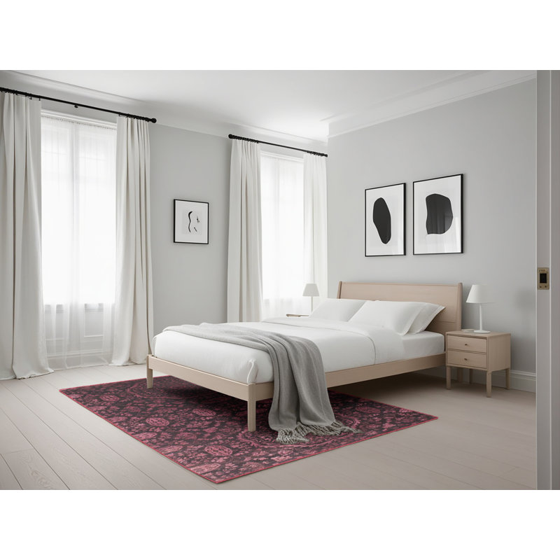 Tapis de zone mauve foncé contemporain, Rectangle 5 pi x 7 pi