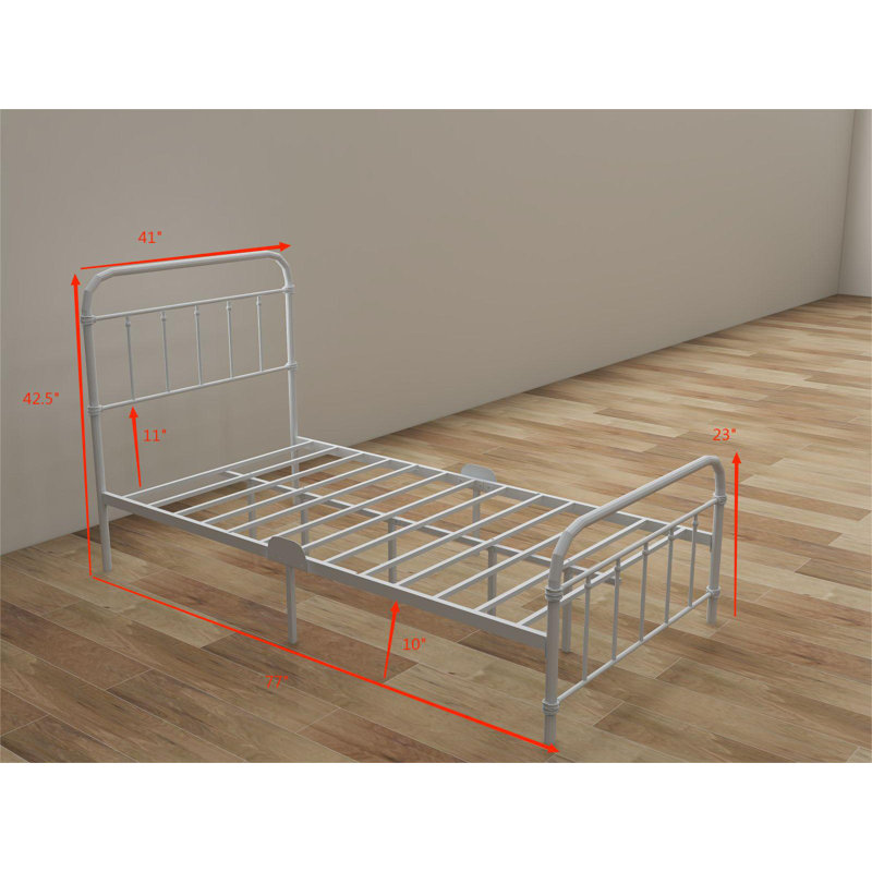 Chuckanut Metal Platform Bed, Twin, White
